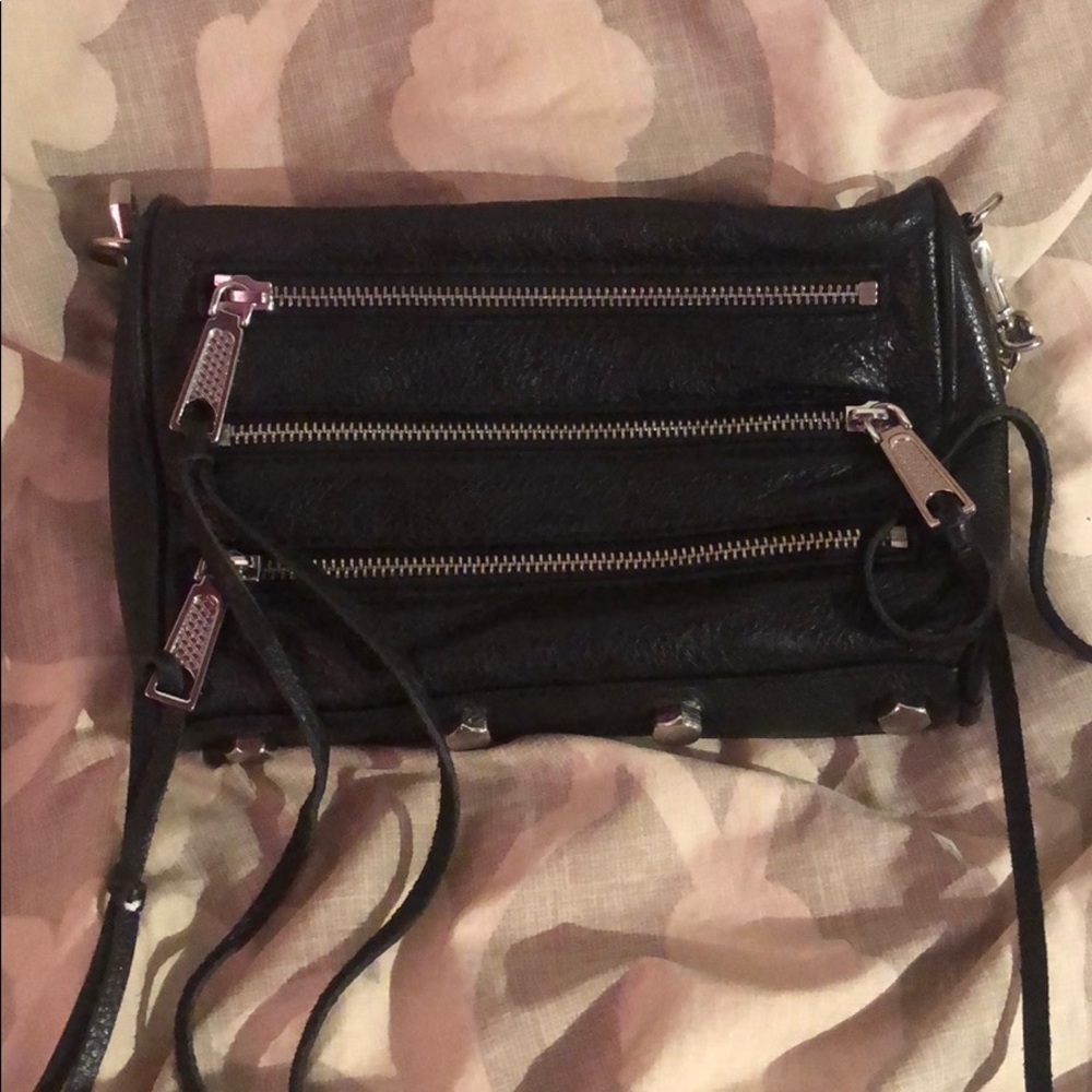Rebecca minkoff black fringe zipper purse